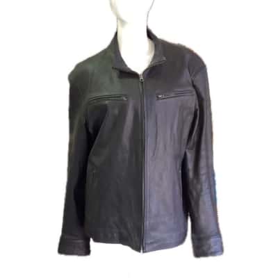  Mens  Approx Size L Leather Jacket Black  