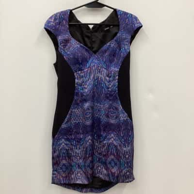 Seduce Womens  Size 12 Black with Purple Pattern dress