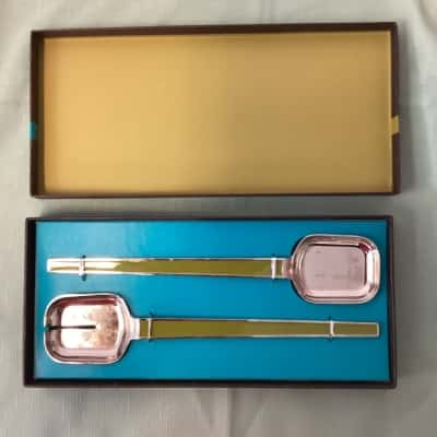 Jonathan Adler Polished Nickel Green Enamel Serving Set – Designer Homewares