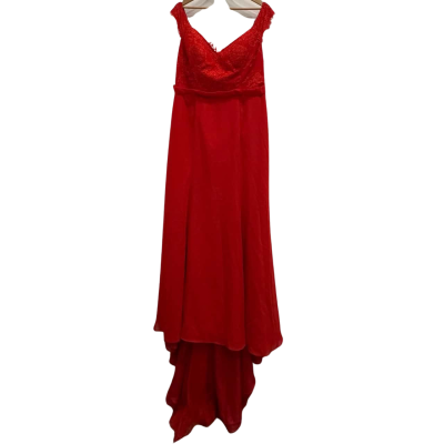 JJ's House Womens  Size 18 Floral Lace Evening Dress Vibrant Red 