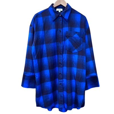 COS Navy/Black Checked Wool-Blend Jacket Size S