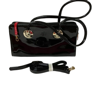 Vera May Womens Patent Leather Handbag Black  