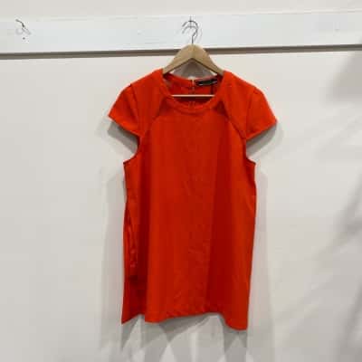 Basque Womens  Size 12 Short Sleeve Top Orange 
