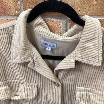 Ghanda Womens  Size S Button Up Top Beige 