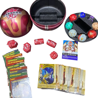 Bagukan Vintage Brawlers Storage Tin with balls and gate cards and collector cards