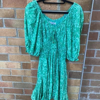 Salty Bright Womens  Size 8 Mini Dress Floral / Green 