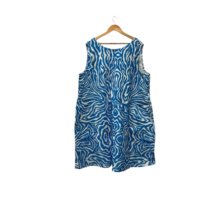  Jericho Road Zebra Reversible  Size 22 A-line /Sleeveless Dress  Blue / White 
