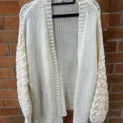 Ally Womens  Size L Cream Knitted Cardigan 