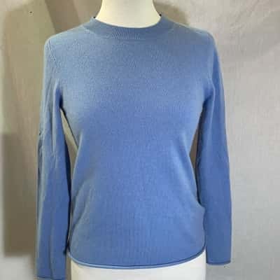 Massimo Dutti Size S CASHMERE Knit Jumper Blue 