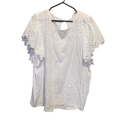 Katies Womens  Size XL Short Sleeve Shirt White 