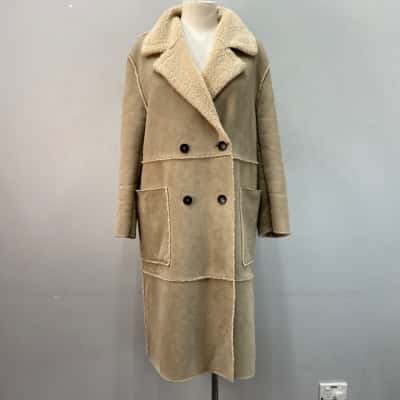 Zara Womens  Size S Winter Coat Natural (-Faux Sheepskin)