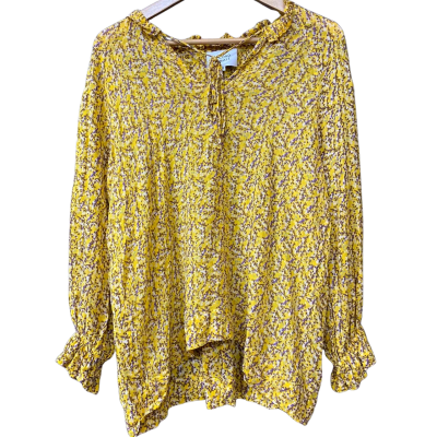 Second Female Womens Size XS Yellow Floral/Branch Pattern Blouse