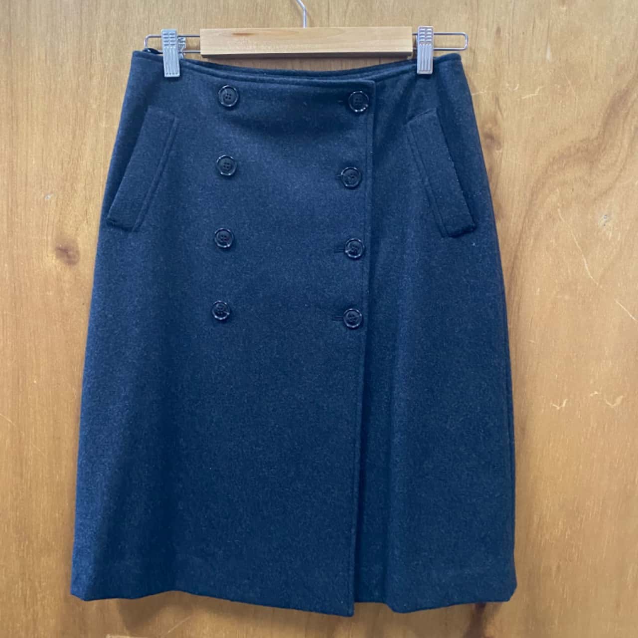 Sportscraft Grey Black Wool Button Skirt (s)