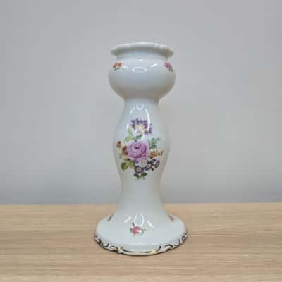 Vintage Wallendorf Porcelain Candlestick – Floral Design with Gold Trim – Marked 1764