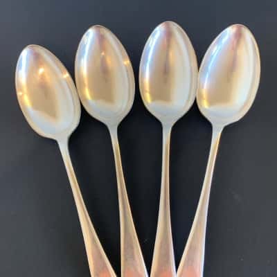 Set of 4 Sheffield Silver Plated Dessert Spoons