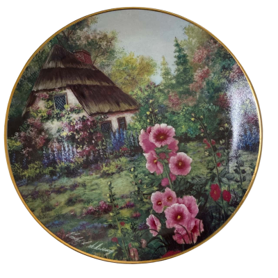  Franklin Mint Heirloom Recommendation “Hollyhock Cottage” collector plate