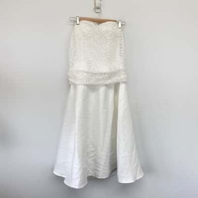 Elysnie White Lace Strapless Midi Dress Size S 