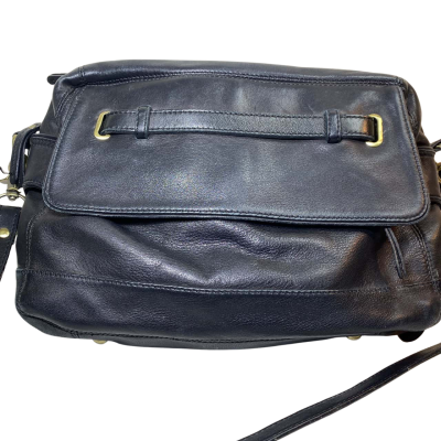 Country Road Unisex Leather Cross Body Bag/Satchel Black 10x20x30 cm