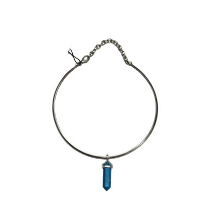 Elle Louise Silver Torque Choker Necklace With Turquoise Colour Pendant - BNWT