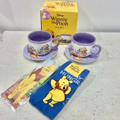 Winnie The Pooh Tea Set - in original box, winnie the Pooh Sox,  book mark 