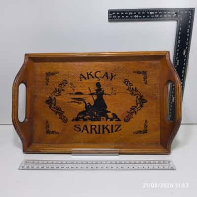Vintage Serving Tray Turkey Wooden 
