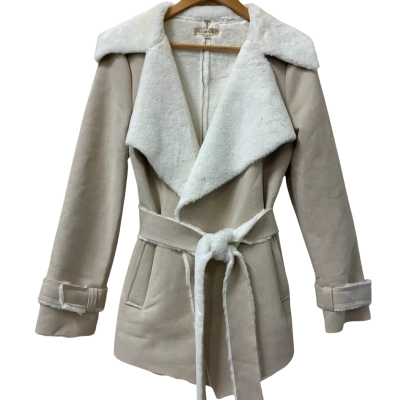 Fresh Soul Womens Size 12 Winter Coat Beige/White 