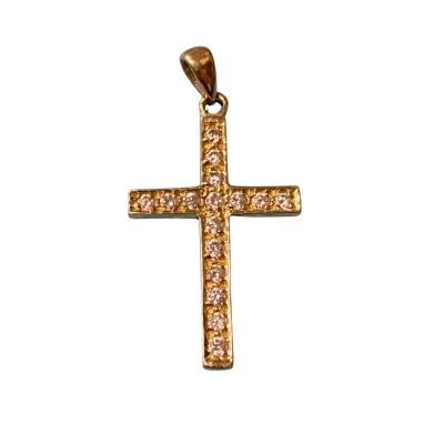 9ct Gold Cross Cubic Zirconia Pendant