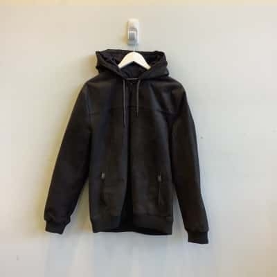 Jeanswest Mens Size XXL Leather Hood Jacket Black  