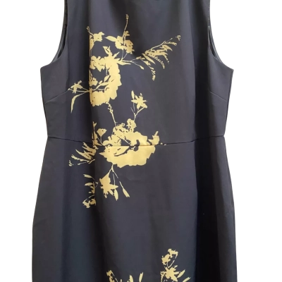 Jane Lamerton Womens  Size 18 Bridesmaid Dress / Cocktail Dress / Floral Dress / Short Sleeve Dress  Black  / Gold / Pattern 
