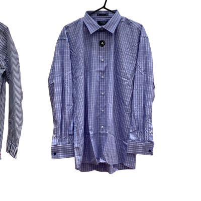 Van Heusen Mens Size 44 Blue Square Checked Suit Shirt