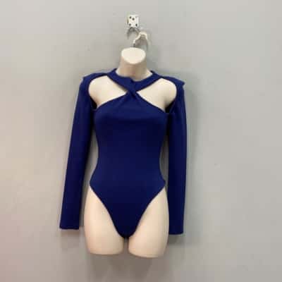 Sovere Womens  Size 6 Ribbed Bodysuit Ink Blue 