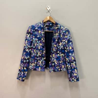 Forever New Womens  Size 8 Bolero Blue / Floral 