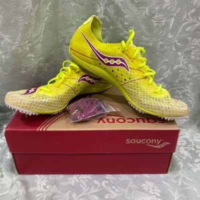 Saucony Womens  Size 10 Running Spikes Maroon / Yellow 