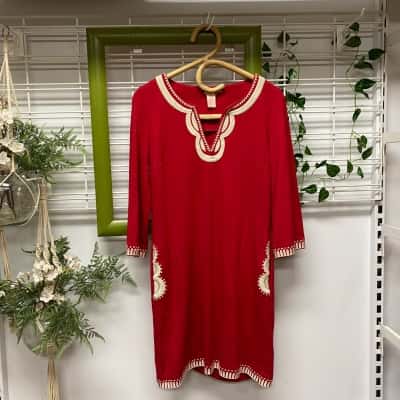  Collette by Collette Dinnigan Womens Embroidered Mini Shift Dress Red Size S