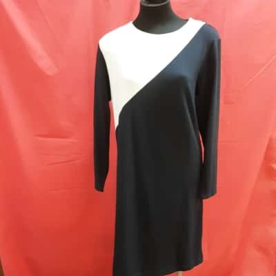 Paula Ryan Womens  Size L  Blue / Cream  Shift Dress 