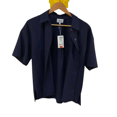 BNWT Seed Womens  Size 10 Button Up Top Navy Blue 