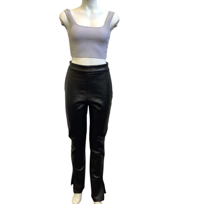 Brand New Meshki Womens  Size M Annaabelle Croc Faux Leather Pants Black 