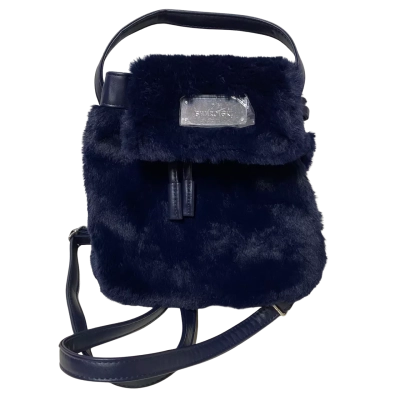 Swarovski Womens Navy Blue Faux Fur Backpack