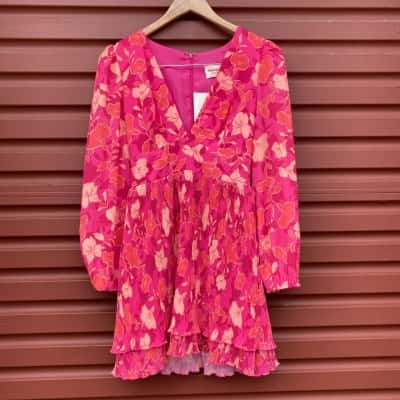 Showpo Womens Size 6 Floral/Orange/Pink/Burgundy Party Dress 