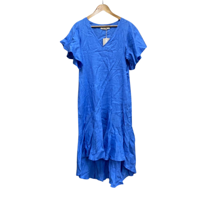 eb&ive Womens  Size XS Linen Midi Dress Blue 