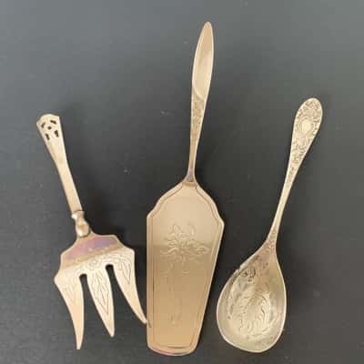 Silver Plated Serving Utensils - 3 pieces