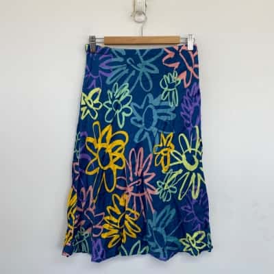 Gorman Blue Floral Knee Length Skirt  Size 10 