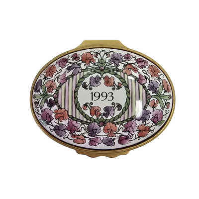 Trinket Box 1993 Sweet Peas Halcyon Days Enamels 
