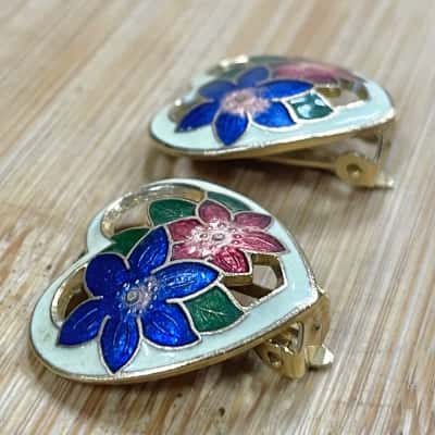 Floral Heart Shaped Clip-On Earrings 