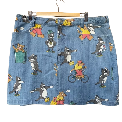 Dangerfield Blue Possum Magpie Denim Skirt Size 18  