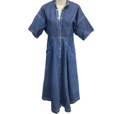 Sass & Bide Womens  Size 40 Denim Short Sleeve Dress With Pockets Blue 