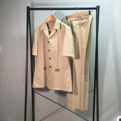 Vintage McGregor of America, tailored Stafford Ellinson Safari Suit - Size L (approx.) - Beige 