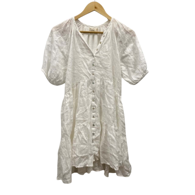 Ghanda Women's 100% Linen Dress  Size XS White 