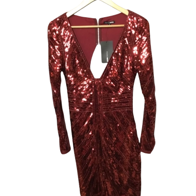 Fashion Nova Womens sequin  Size S Mini Dress Maroon 