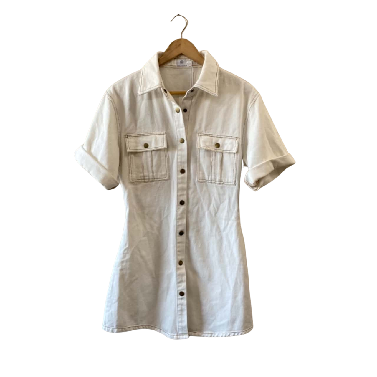 Pink Diamond Women's Size 8 Ecru Denim Short Sleeve Mini Dress - New With  Tags(s)